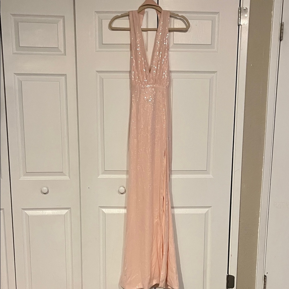 House of CB Blush Sequin Backless Dress